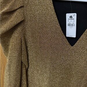 Express Gold V-Neck Top NWT